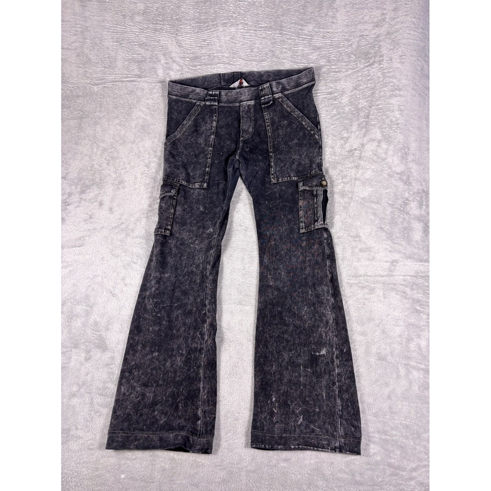 Vtg Hard Tail Pants Forever Womens L Mineral Wash Black Stretch Wide Legged